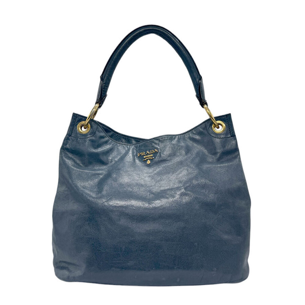 Prada Vitello Daino Hobo Bag blue leather Navy Blue